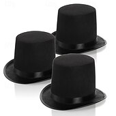 levne Party klobouky-kouzelný klobouk červená stuha lincolnův klobouk styl klobouku černý lincoln jevištní vystoupení černý klobouk vysoký klobouk
