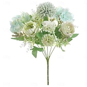 baratos Plantas e Flores Artificiais-1 maço de flores artificiais de seda, buquê pequeno com várias cabeças bifurcadas, arranjo de flores secas artificiais para decoração de vaso de mesa em casa