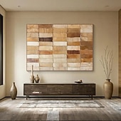 cheap Wabi Sabi-Mintura Hand Painted Abstract Brown Texture Oil Paintings on Canvas Modern Abstract Wall Art Picture For Home Decoration Ready To Hang With Stretched Frame