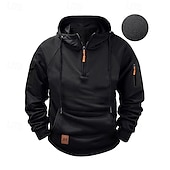abordables pulls molletonnés-Homme Sweat à capuche Sweat-shirt zippé Sweat à capuche en polaire Abricot Rouge vin Noir bleu marine Bleu À capuche Uni Zip Up Poche Avant Quart de zip Sport &amp; Loisir Occasionnel Quotidien