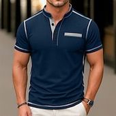Χαμηλού Κόστους Casual Tee Henley-Ανδρικά Πουκάμισο Henley Κοντομάνικα Henley Top Κοντομάνικο Συμπαγές Χρώμα Σκέτο Μονόχρωμη Μοντέρνα Υψηλής Ποιότητας Καθημερινό Μπλοκ χρωμάτων Κουμπιά Σκέτο Χένλι ΕΞΩΤΕΡΙΚΟΥ ΧΩΡΟΥ Causal Καθημερινά
