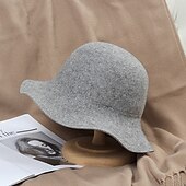economico Cappelli-Cappelli da pescatore da donna in maglia di cashmere, cappello da pescatore pieghevole, caldo, autunno e inverno, colore unico
