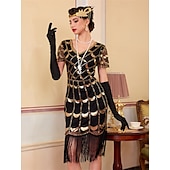 levne Šaty-Retro Řvoucí 20s 20. léta 20. století Bubenové šaty Šaty Úbory Velký Gatsby Svatební host Flitry Třásně Maškarní kostým Dámské Vánoce předvečer Všech svatých Karneval Párty a večer Svatební hostina