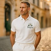 זול חולצת פולו קלאסית לגברים-בגדי ריקוד גברים גראפי פּוֹלוֹ שרוולים קצרים חולצות פולו חולצות עם צווארון עסקים מזדמנים בגדי ספורט ומנוחה כפתורים קיץ לבן