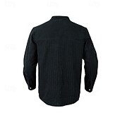 economico Camicie di lino-Per uomo Camicia Camicia di lino Camicia casual Camicia con Bottoni Camicia di cotone Semplice Vacanza Camicia hawaiana Nero Bianco Cachi Azzurro Manica Lunga Colletto alla coreana Primavera Autunno