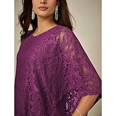 preiswerte Elegante Oberteile-Damen Bluse Elegante Oberteile Einfach Elegant Halbarm Rundhalsausschnitt Normale Oberteile Hochzeitsgast Täglich Spitze Patchwork Geschichtet Purpur Sommer Frühling