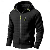 abordables sweats à capuche basiques pour hommes-Homme Sweat à capuche gaufré Sweat à capuche zippé intégral Sweat à capuche tactique Noir Kaki Gris Claire À capuche Uni Fermeture éclair Avec Poches Travail Sport &amp; Loisir Occasionnel Streetwear