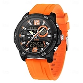 baratos Relógios Digitais-Sanda 3372 relógio masculino com visor duplo, cronógrafo, despertador, esportivo, multifuncional, à prova d&#039;água, com LED, eletrônico