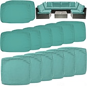 economico Copertura per Cuscini da Patio-Set di 14 fodere per cuscini impermeabili da esterno per patio, adatte a divani componibili in vimini e rattan da 6 posti, include 8 schienali e fodere per cuscini da patio resistenti allo sbiadimento