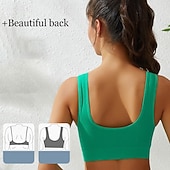 رخيصةأون حمالات صدر رياضية وصدريات-نسائي حمالة صدر اليوغا حمالة صدر بيلاتيس ستيان الرياضة حمالة الصدر ارفع غير ملحومة مضاد للاهتزاز لاسلكي لون خالص / عادي رياضة ألبسة رياضية أزرق فاتح بنفسجي غامق الصالة الرياضية زومبا ركض