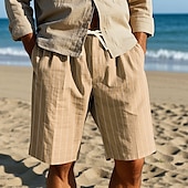 economico Vacanza-Per uomo Shorts Pantaloncini Estivi Pantaloncini casual Tasca Coulisse Elastico in vita A righe Comodità Indossabile Lunghezza al ginocchio All&#039;aperto Sport Quotidiano Moda Casual Nero Bianco