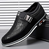 cheap Men&#039;s Slip-ons &amp; Loafers-Men&#039;s Black Mesh Slip-On Casual Shoes with Star Pattern – Lightweight Streetwear Shoes for Travel, Urban Walks &amp; Weekend Outings