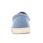 voordelige Hereninstappers &amp; loafers-Lichtblauwe instappers voor heren – ademende platte schoenen van imitatiesuède met gedempte zool voor lente-outfits, dagelijkse woon-werkverkeer en ontspannen stadswandelingen