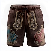 abordables short de survêtement 3d pour hommes-Homme Bière Oktoberfest Shorts de survêtement Court métrage traditionnel Taille Moyenne Rétro Vintage Fête Festival Taille Élastique Impression 3D Cordon de serrage Designer Vêtement Tenue