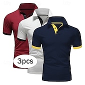 olcso Férfi klasszikus póló-Férfi POLO trikó Golfing Hétköznapi Sport Hajtóka Rövid ujjú Divat Alap Tömör szín Kollázs 3 db Nyár Normál Szürke+Fekete+Navy Blue Kék+bor+tengerészkék Szürke+narancs+bor Bor+Fehér+Navy Blue POLO