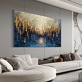 cheap Abstract Paintings-Handmade Original Urban Architecture Oil Painting On Canvas Abstract City Building Wall Art for Home Decor With Stretched Frame Without Inner Frame Painting