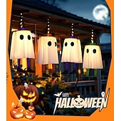 billige Halloween utendørs-3 stk. 60 cm halloween utendørs lys hengende lysende heksehatt lange ben utendørs innendørs halloween-fest fest hengende tre tak vegg festlig atmosfære dekorativt lys tre-knappsbatterier