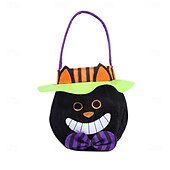 baratos Decorações de Halloween Penduradas e de Mesa-Saco de doces de abóbora de Halloween com 4 peças para crianças, sacola redonda para doces ou travessuras com chapéu, sacola de presente reutilizável para suprimentos e decorações de festa de