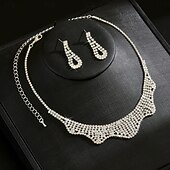 preiswerte Schmucksets-Brautschmuck-Sets 2 Zirkon 1 Halskette Ohrringe Damen Elegant Vintage Lieblich Liebe Kostbar Unregelmäßig Schmuck-Set Für Hochzeit Arbeit Geschenk