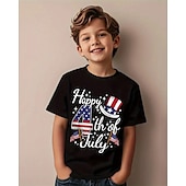 voordelige Jongens 3D Visie &amp; Geometrie-Amerikaanse Onafhankelijkheidsdag Jongens 3D Grafisch Vlag T-shirt Korte mouw Zomer Lente Modieus Basic Kinderen 4-12 jaar Strakke ronde hals Buiten Casual Dagelijks Normale pasvorm