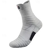 abordables Calcetines deportivos-1 par de calcetines de senderismo para hombre, deportivos, transpirables, antiampollas, que absorben el sudor, acolchados, para exteriores, de un cuarto de tripulación, con parches de poliéster, negros, blancos y grises para correr