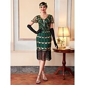 levne Šaty-Retro Řvoucí 20s 20. léta 20. století Bubenové šaty Šaty Úbory Velký Gatsby Svatební host Flitry Třásně Maškarní kostým Dámské Vánoce předvečer Všech svatých Karneval Párty a večer Svatební hostina