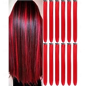 economico Clip nelle estensioni-Estensioni Sintetiche Riccio Capelli Sintetici 22 pollici Estensione capelli Clip-In 12 pezzi Morbido Regolabili Soffice Per donna