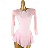 cheap Figure Skating Dresses-Figure Skating Dress Women&#039;s Girls&#039; Ice Skating Dress Violet Black White Open Back Mesh Spandex High Elasticity Training Competition Skating Wear Classic Crystal / Rhinestone Long Sleeve Ice Skating