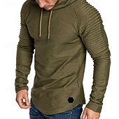 economico maglione pullover da uomo-Per uomo Maglione Felpa con cappuccio Maglione a maglia A Coste Maglia Top Regolari Pieghe Semplice Con Cappuccio Moda Essenziale Vacanza Abbigliamento quotidiano Abbigliamento Primavera Autunno Nero