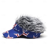 voordelige Heren honkbalpet-Voor heren Vizierhoed met puntige pruiken Nep haar vizier Pruik Heren Zonnehoed Baseballpet pruik hoed Koffie Grijs Mix van polyester / katoen Afdrukken Modieus Casual Dagelijks Independence Day