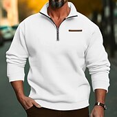 economico felpe in pile-Per uomo Felpa con cappuccio e zip Felpa con cappuccio e zip corta Felpa con cappuccio in pile Aalbicocca Rosso bordeaux Nero Bianco Rosso Colletto Mao Mezza zip Semplice Zip a un quarto Sport