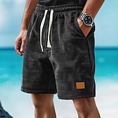 baratos Shorts de moletom-Homens Calções Waffle Shorts de moletom Calção Bermudas Shorts de praia Bolsos Com Cordão Cintura elástica Tecido Conforto Esportes Comprimento do joelho Ao ar livre Diário Férias Estilo Clássico