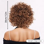 cheap Synthetic Trendy Wigs-Synthetic Wig Wavy Afro Curly Asymmetrical With Bangs Machine Made Wig 12 inch A1 Synthetic Hair Women&#039;s Classic Comfortable Color Gradient Multi-color