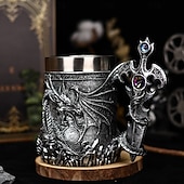 economico Tazze e tazzine-Boccale da birra con drago guerriero, regalo per l&#039;Oktoberfest, boccale con drago di fuoco della mitologia occidentale, boccale con spada nordica, tazza da caffè e birra, regalo di Natale per uomo