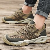 baratos Ténis para Homem-Tênis masculino cáqui para caminhada ao ar livre - tênis de corrida de trilha duráveis com malha respirável e sola antiderrapante para acampamentos, caminhadas e aventuras diárias ao ar livre
