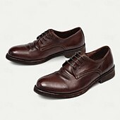 preiswerte Klassische Anzugschuhe-Herren Elegante Schuhe Spaziergang Leder Italienisches Vollnarbenleder Bequem Rutschfest Schnürung Schwarz Braun Kaffee