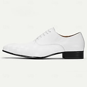 voordelige Klassieke Dress Schoenen-Witte premium runderleren veterschoenen voor heren met elegant design – formeel schoeisel voor zakelijke bijeenkomsten, kantoorkleding en speciale gelegenheden