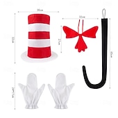 levne Doplňky-Kočka v klobouku Kočka Rukavice Sada příslušenství Vysoký klobouk Postavy z pohádek cosplay Filmové kostýmy for Unisex Dospělé předvečer Všech svatých Karneval Světový den knihy Výkon Vzdělávac