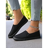 cheap Women&#039;s Sneakers-Women&#039;s Canvas Slip-On Sneakers – Lightweight Minimalist Flats for Daily Errands, Park Walks and Weekend Brunch Outings
