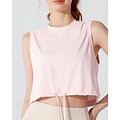 billiga Löpar-T-shirts och linnen-Dam Linne för jogging Snörning Lättvikt Ärmlös Överdelar UPF 50 Solskydd Snabb tork Vekefukt Pilates Löpning Yoga Sportkläder Sportkläder Solid färg Ljusgul Svart Vit