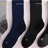 abordables Calcetines deportivos-1 Par Hombre Mujer calcetines de lana merino Calcetines para correr Mantiene abrigado Transpirable Anti ampollas Grueso Al aire libre tripulación media Retazos Lana Merina Gris oscuro Negro Azul
