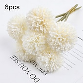 abordables Plantas artificiales-6 bolas de flores artificiales de crisantemo y diente de león para sala de estar, cerámica, decoración de bodas y arreglos florales de imitación.