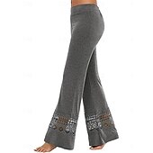 billiga Enkla Leggings-Dam Damasker Mode Streetwear Grundläggande Fullängd Hög midja Slät Bekväm Mjuk Elastisk Utomhus Gata Ljusgrått Mörkgrå Svart Sommar Vår Normal