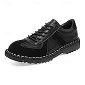 abordables Occasionnel-Homme Derby Marche ancien Affaires Occasionnel Quotidien Daim Cuir fendu Confortable Antidérapant À lacets Gris&amp;Blanc Noir Printemps