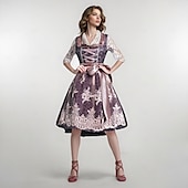 preiswerte Dirndl-Damen Lila Spitze Dirndl Kleid mit Bluse und Pinker Schürze für das Oktoberfest Wiesn Party