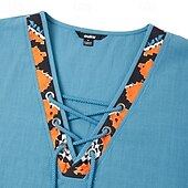 preiswerte Straße-ouku Herren Hemd Leinenhemd Sommerhemd Strandhemd einfarbig Urlaub lässig schwarz weiß grün Langarm V-Ausschnitt Kleidung Bekleidung Kordelzug