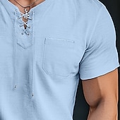 levne Ležérní tričko Henley-Pánské Tričko Henley Tričko Top Krátký rukáv Pevná barva Bez vzoru Jednobarevné Módní Designové Základní kravata vpředu Do V Dovolená ulice Ležérní Léto Černá Bílá Vodní modrá Tričko Henley