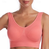 cheap Sports Bras &amp; Vests-Women&#039;s Yoga Bra Pilates Bra Sports Bra Bra Top Push Up Seamless Anti-vibration Wireless Solid / Plain Color Sport Activewear Deep Purple Watermelon Red Gym Zumba Running