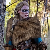 preiswerte Umhänge &amp; Mäntel-Retro Vintage Mittelalterlich Maskerade Kunstpelz-Schal Wikinger Damen Vikinger Karneval Neujahr Maskerade Party &amp; Abend Erwachsene Schal Herbst Winter