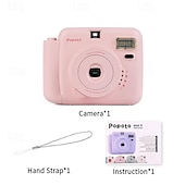 cheap Camera &amp; Photo-Lnstant Print Camera Kit with Mini Film Roll Built-in Flashlight Includes Felt Handbag and Album Perfect Gift for Women on Valentine&#039;s Day